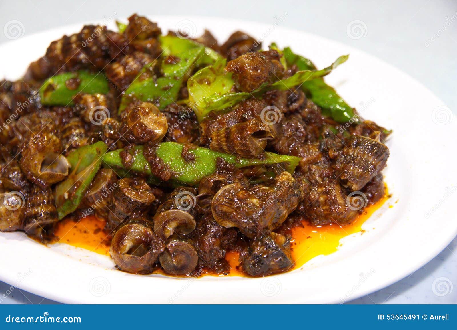 Snail Sauteed with Curry Sauce Stock Image Image of sauteed, food 53645491