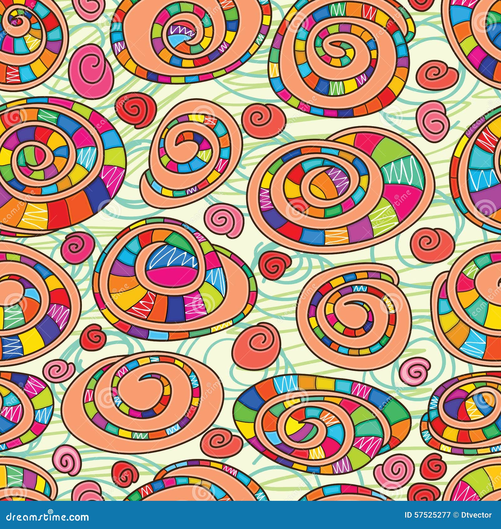 Snail Shell Abstarct Seamless Pattern Stock Vector - Illustration of ...