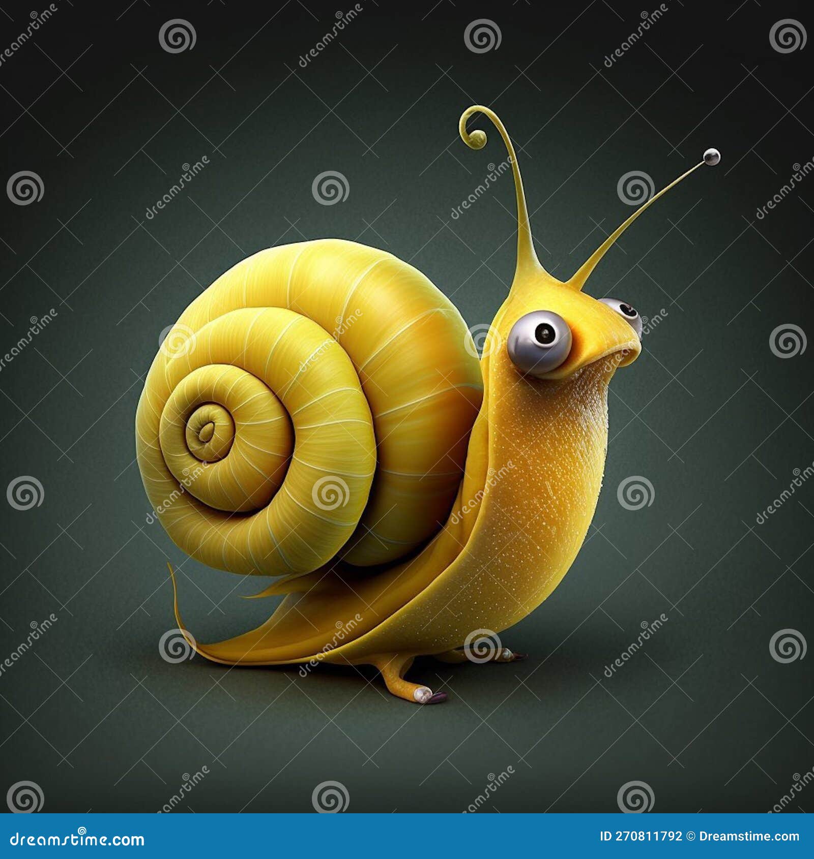 A Snail with a Snail Shell and a Green Shell. Stock Photo Image of