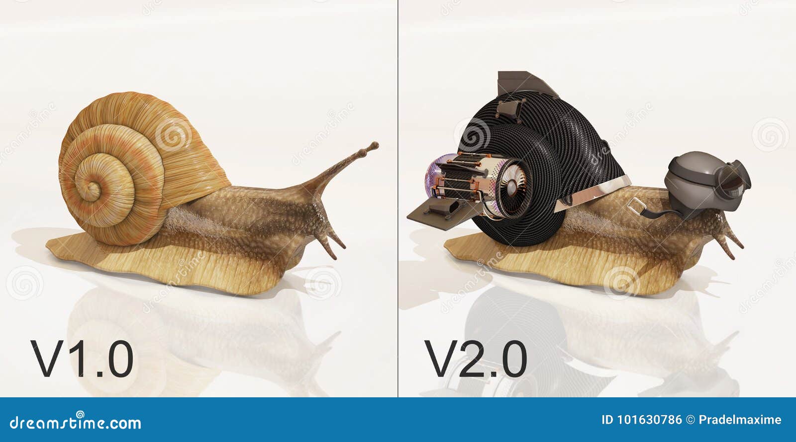Snail V1.0 and snail V2 stock illustration. Illustration of robot