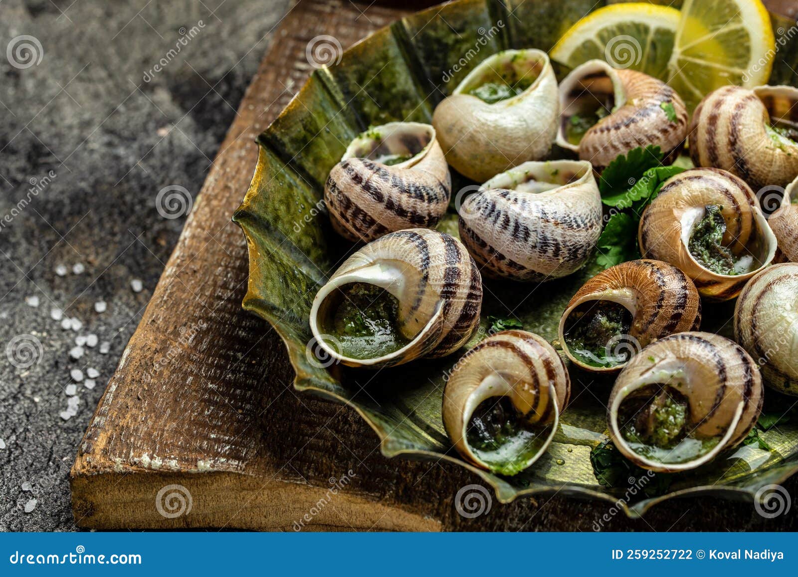 Snails Baked with Sauce, Bourgogne Escargot Snails Stock Photo Image