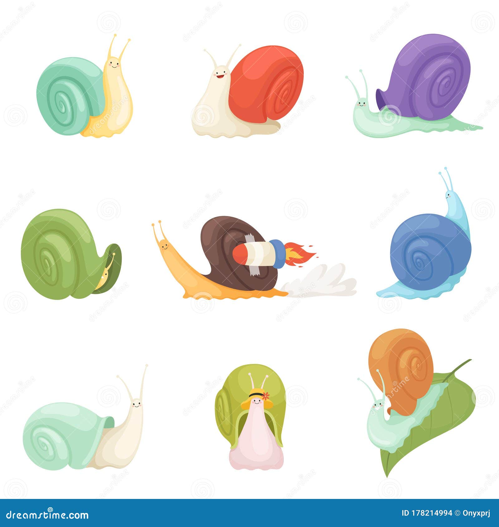 snails cartoon. characters funny insects animals  s of slow