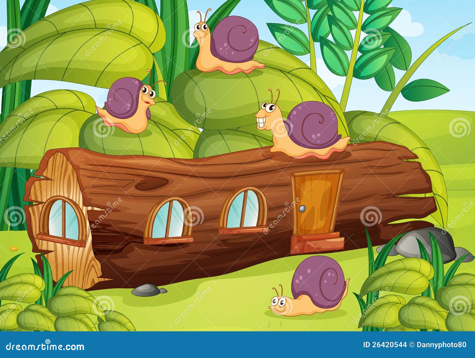 Snails and house stock vector. Illustration of flora 26420544