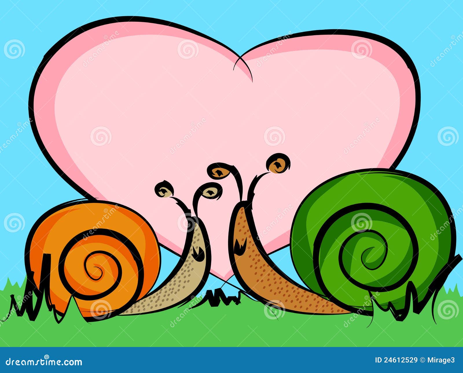 Snails in love stock vector. Illustration of card, nature 24612529