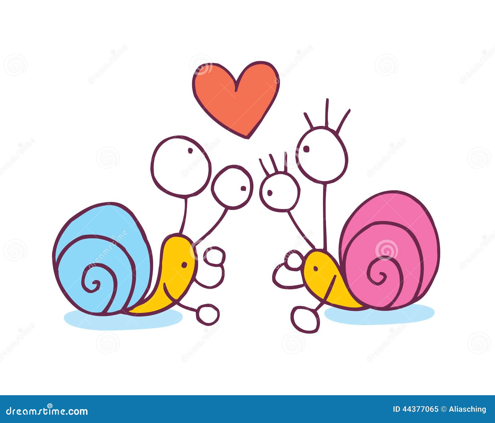 Snails in Love Cartoon Illustration Stock Vector Illustration of loving, cute 44377065