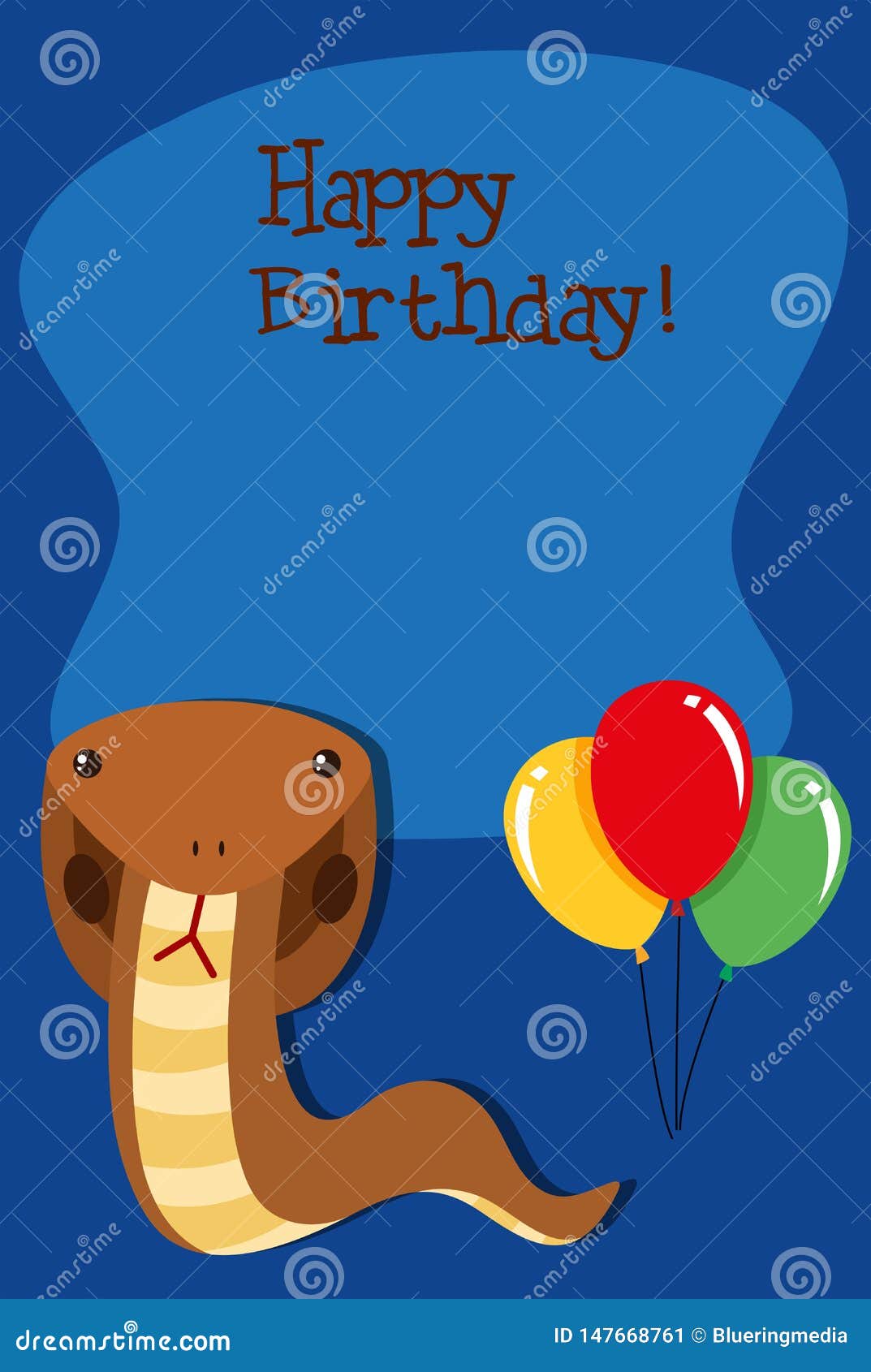 Snake on birthday template stock vector. Illustration of card - 147668761