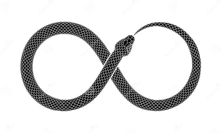 Vector Tattoo Design of Snake Bites it`s Tail Stock Vector