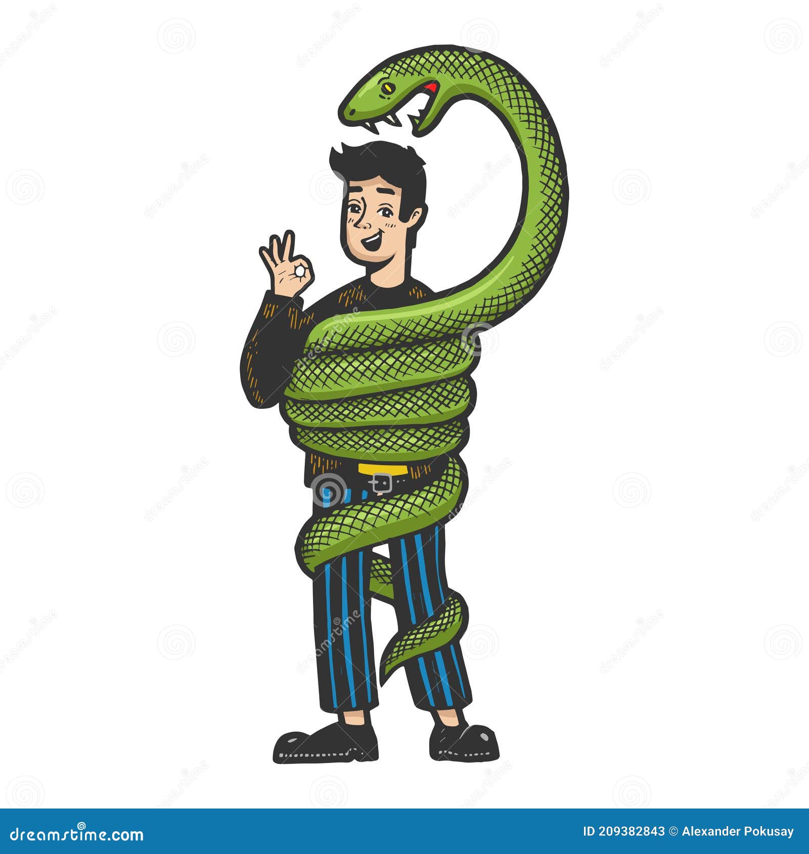Snake Eat Optimistic Man Sketch Vector Stock Vector - Illustration of  predatory, optimist: 209382843