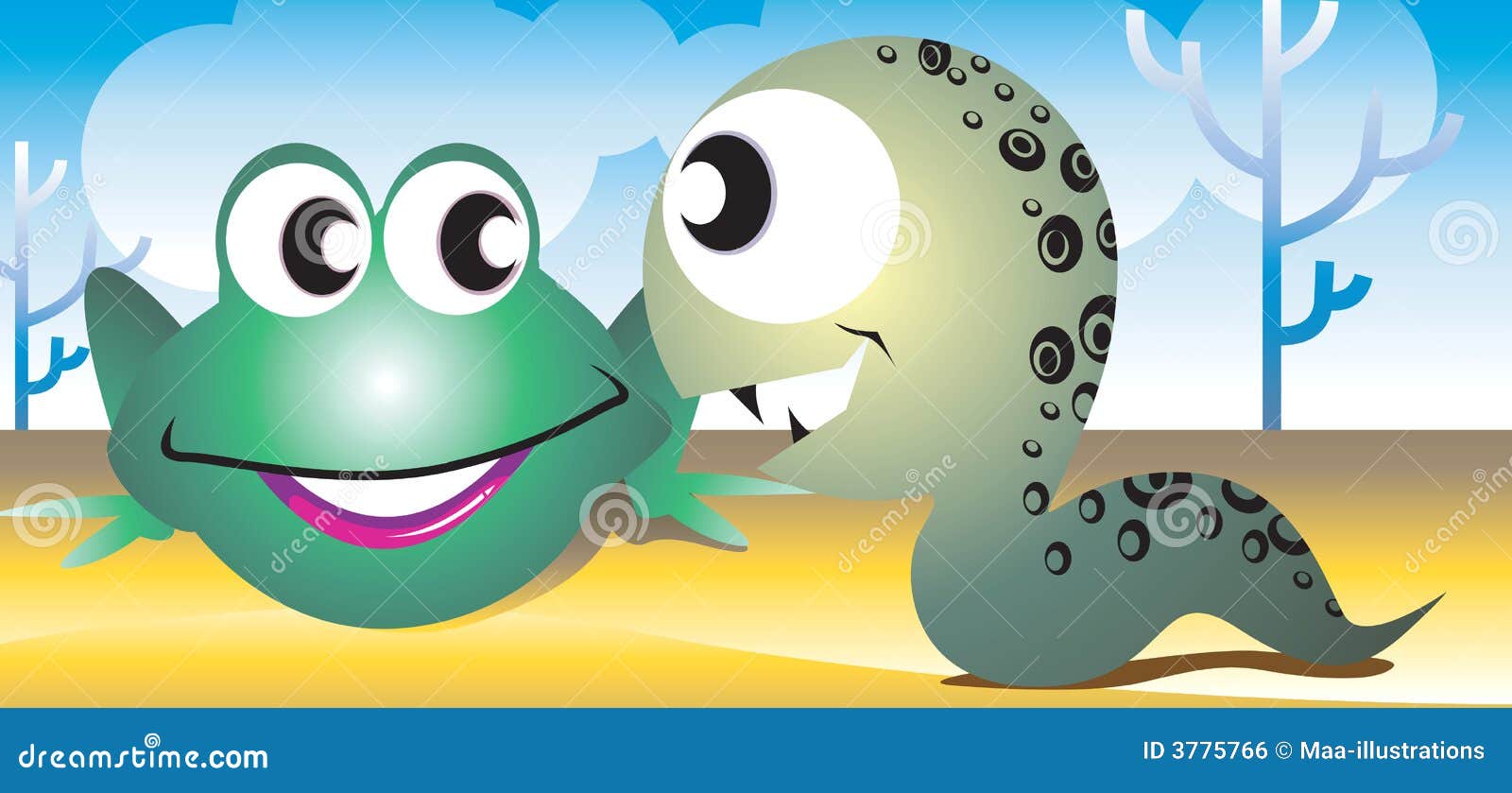 Snake and frog stock vector. Illustration of album, icon - 3775766