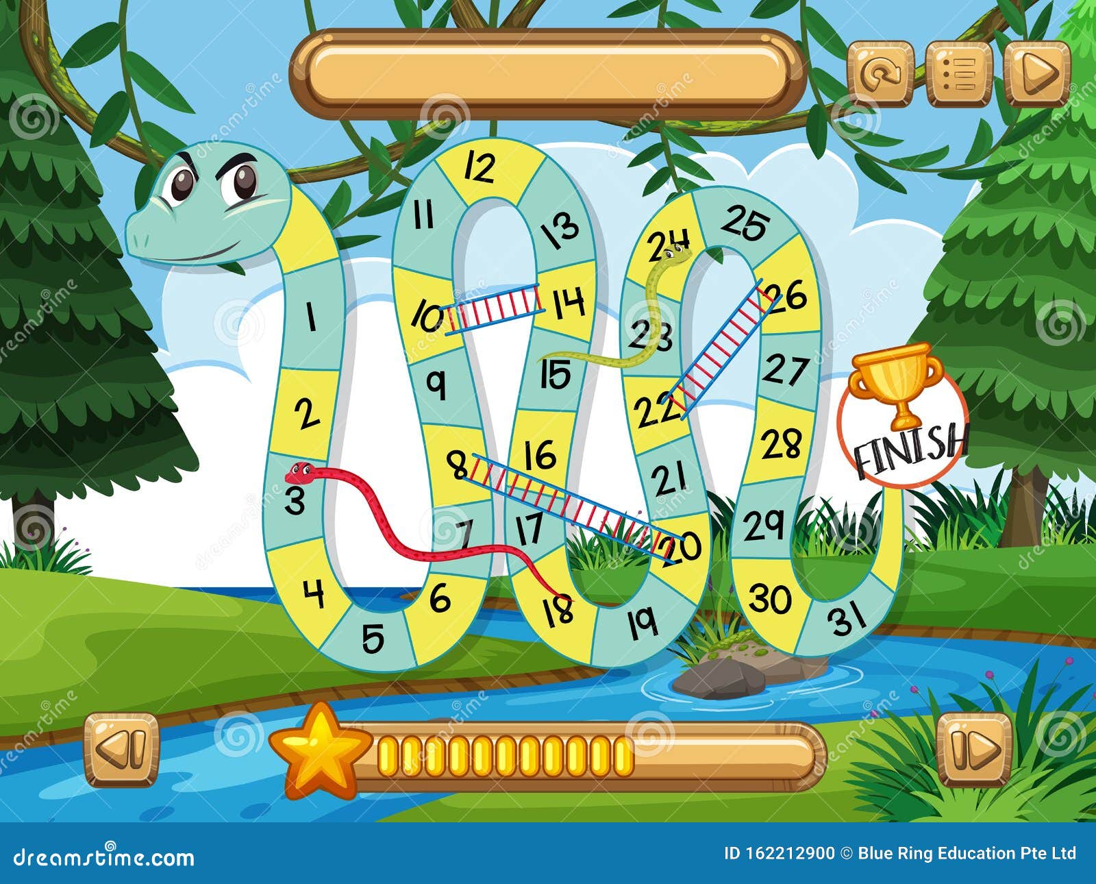 Snake Game With River In Forest Background Stock Vector ...