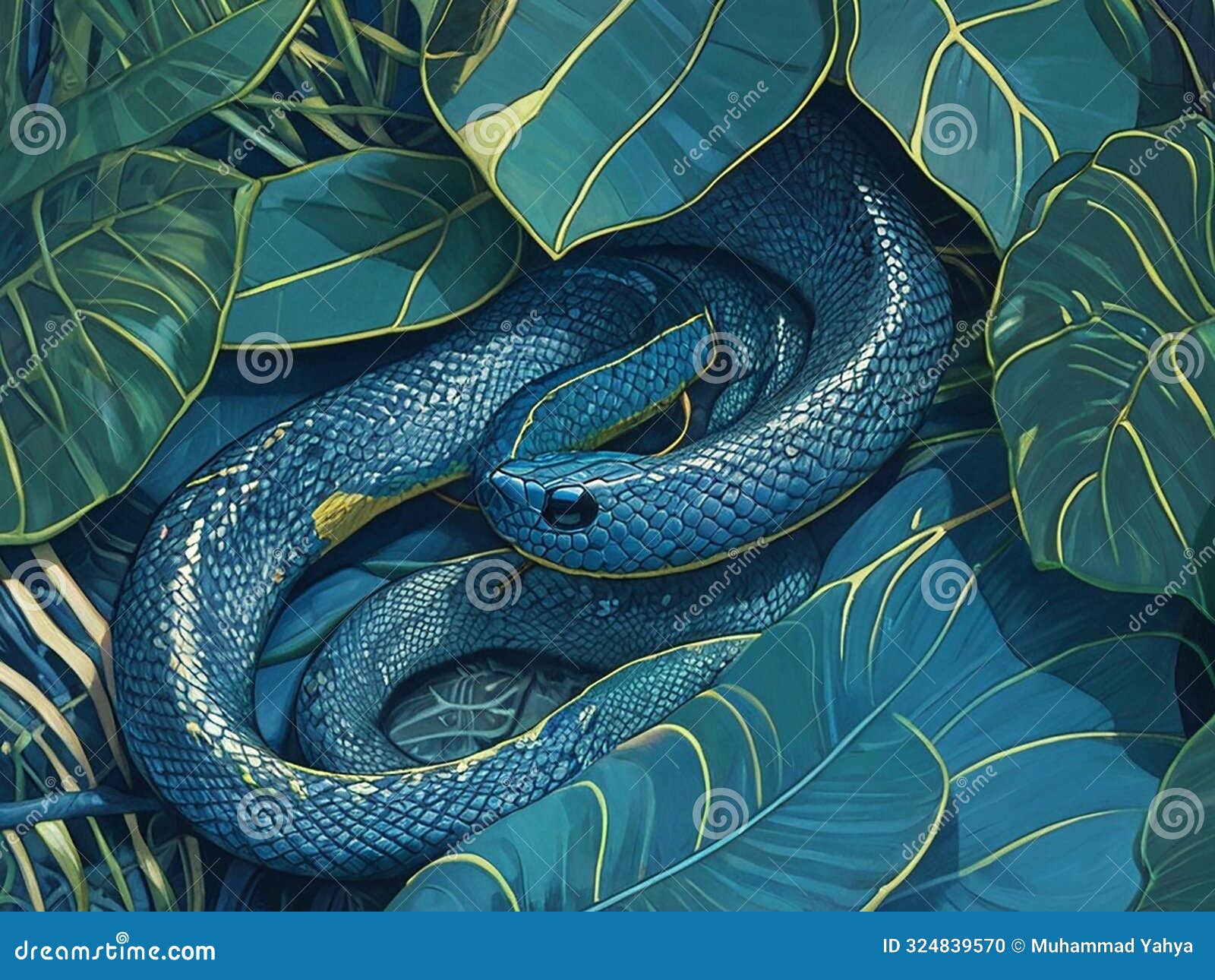 a snake among the leaves