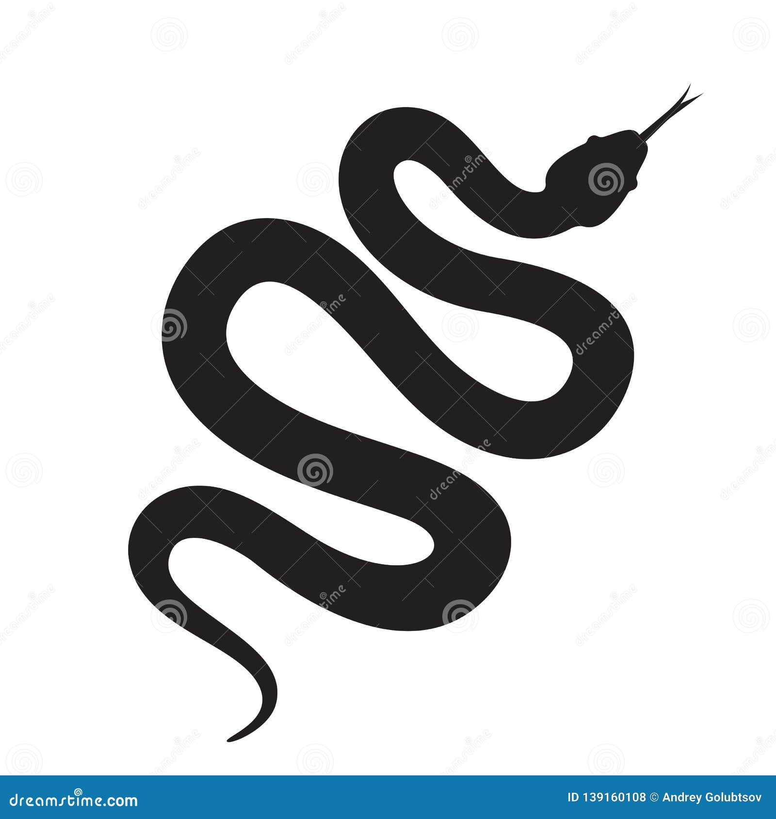 Snake Silhouette Vector Icon. Long Cobra or Python Snake Creeping Stock