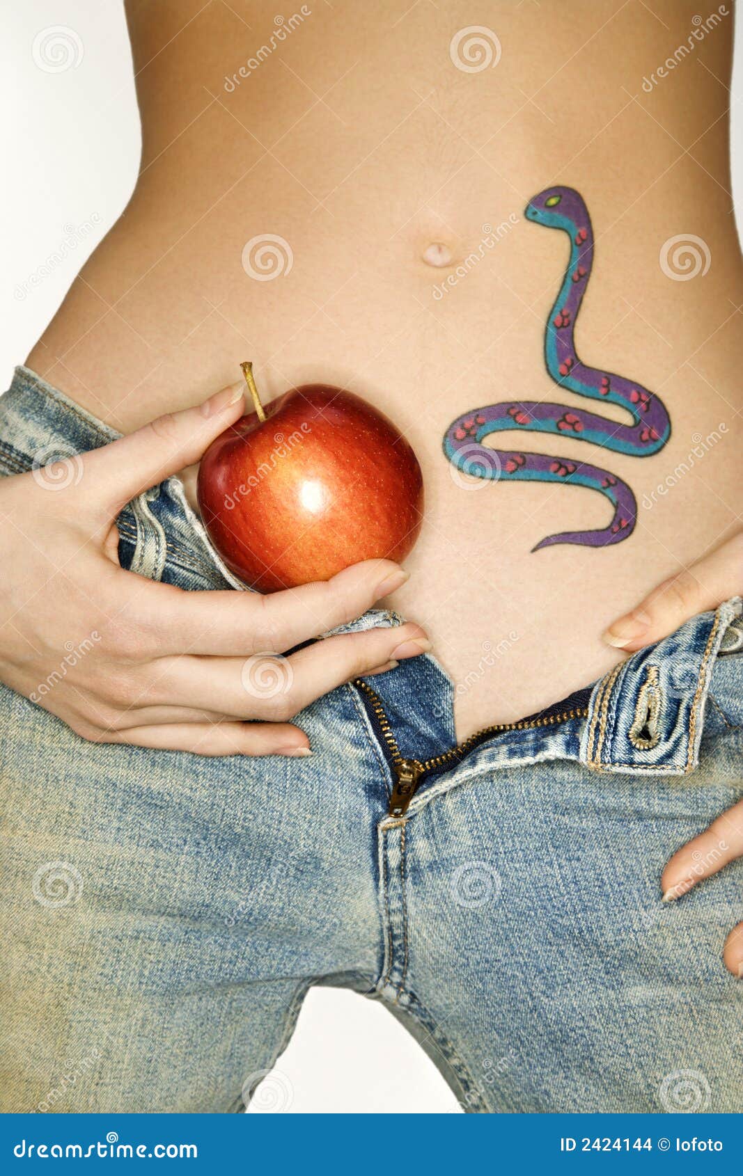 Snake tattoo and apple stock photo Image of forbidden  2424144