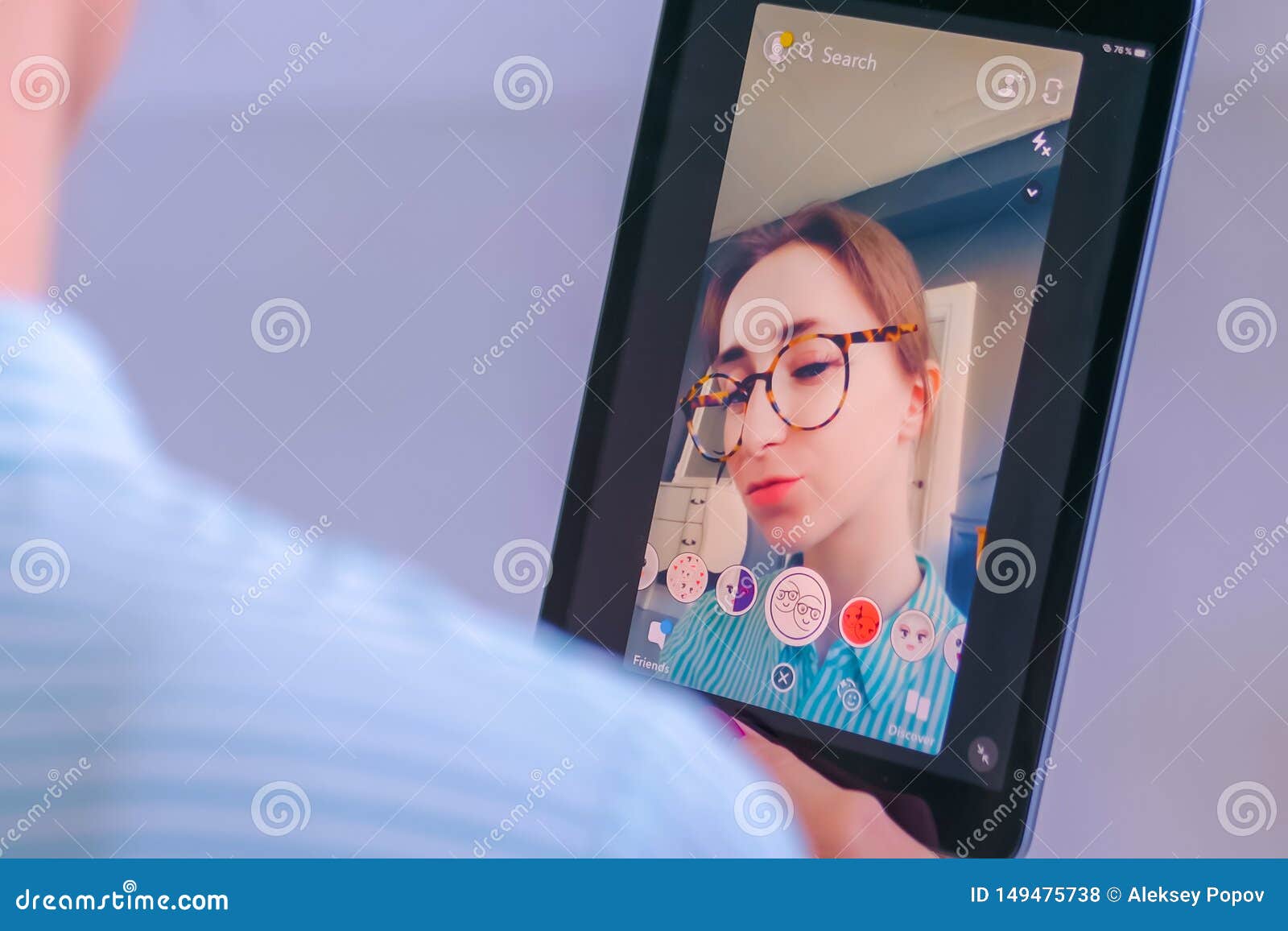 pix Blue Face Mask Filter Snapchat dreamstime com