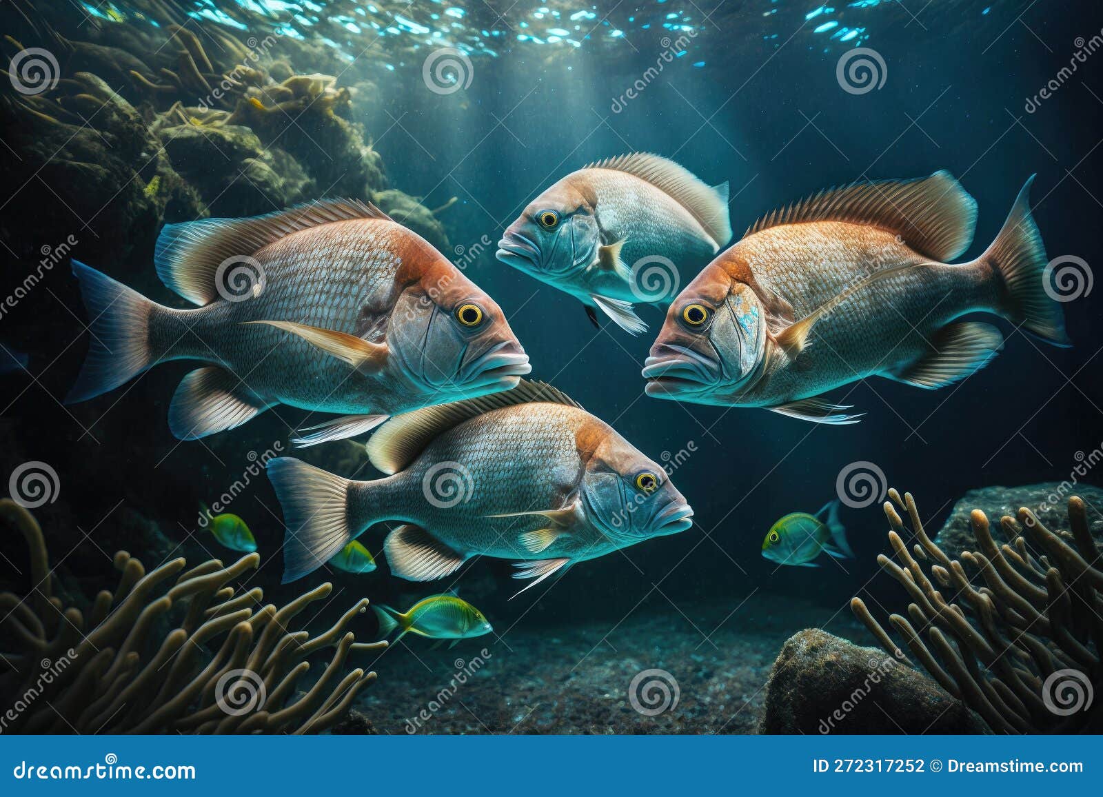 Snapper Fish Underwater Lush Nature by Generative AI Stock Illustration ...