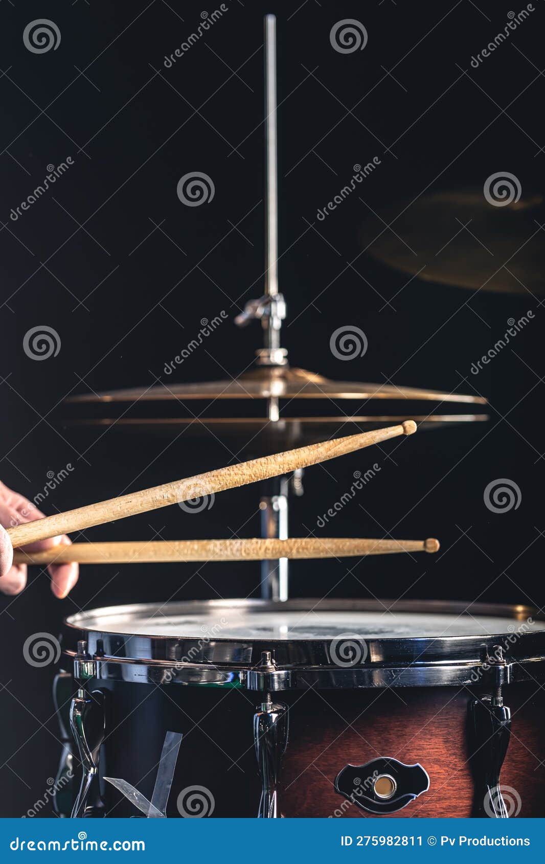Snare Drum and Cymbals on a Black Background. Stock Image Image of beautiful, band 275982811