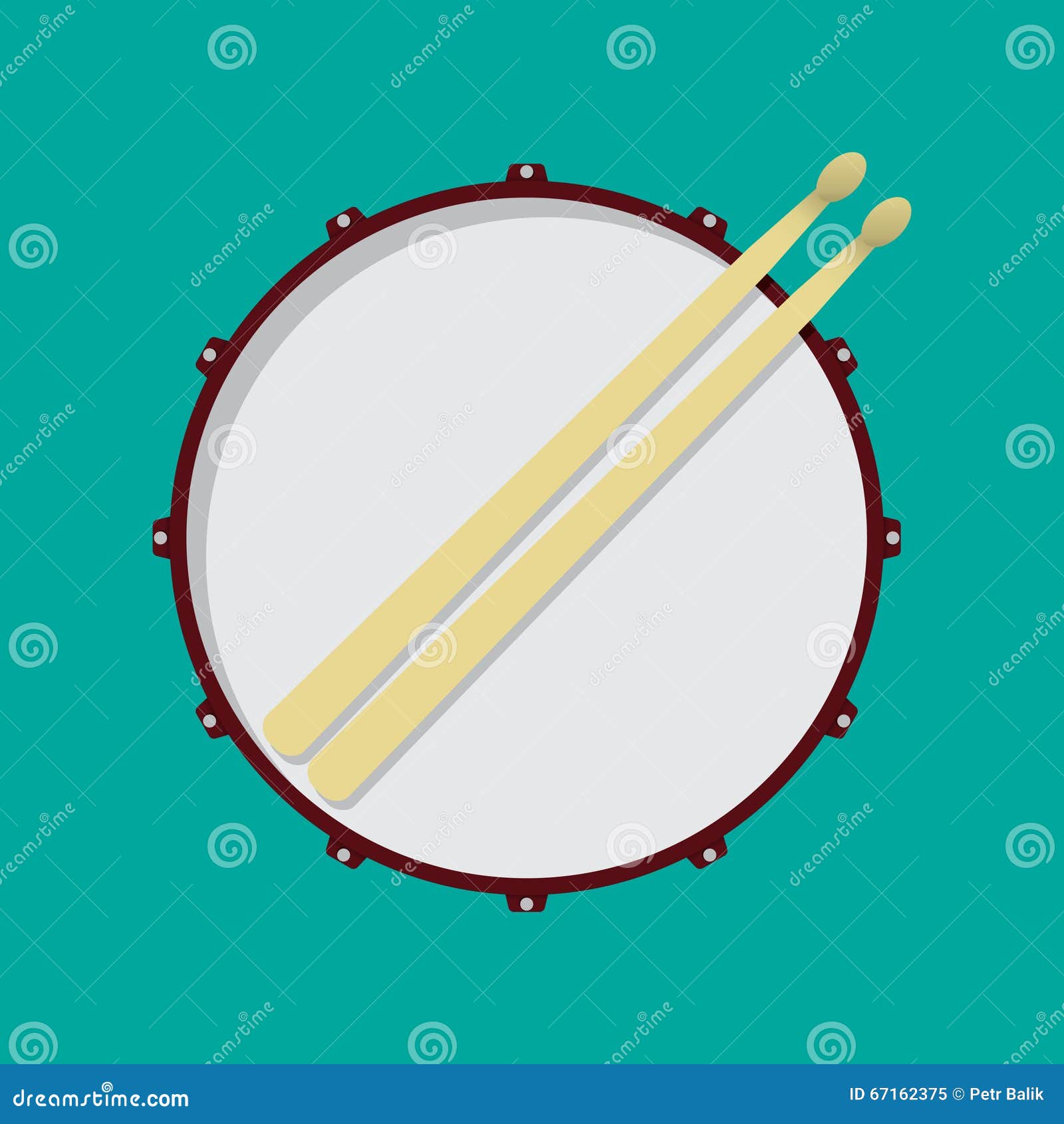 Snare Drum Sketch Illustration. Hand Drawn Black And White Percussion