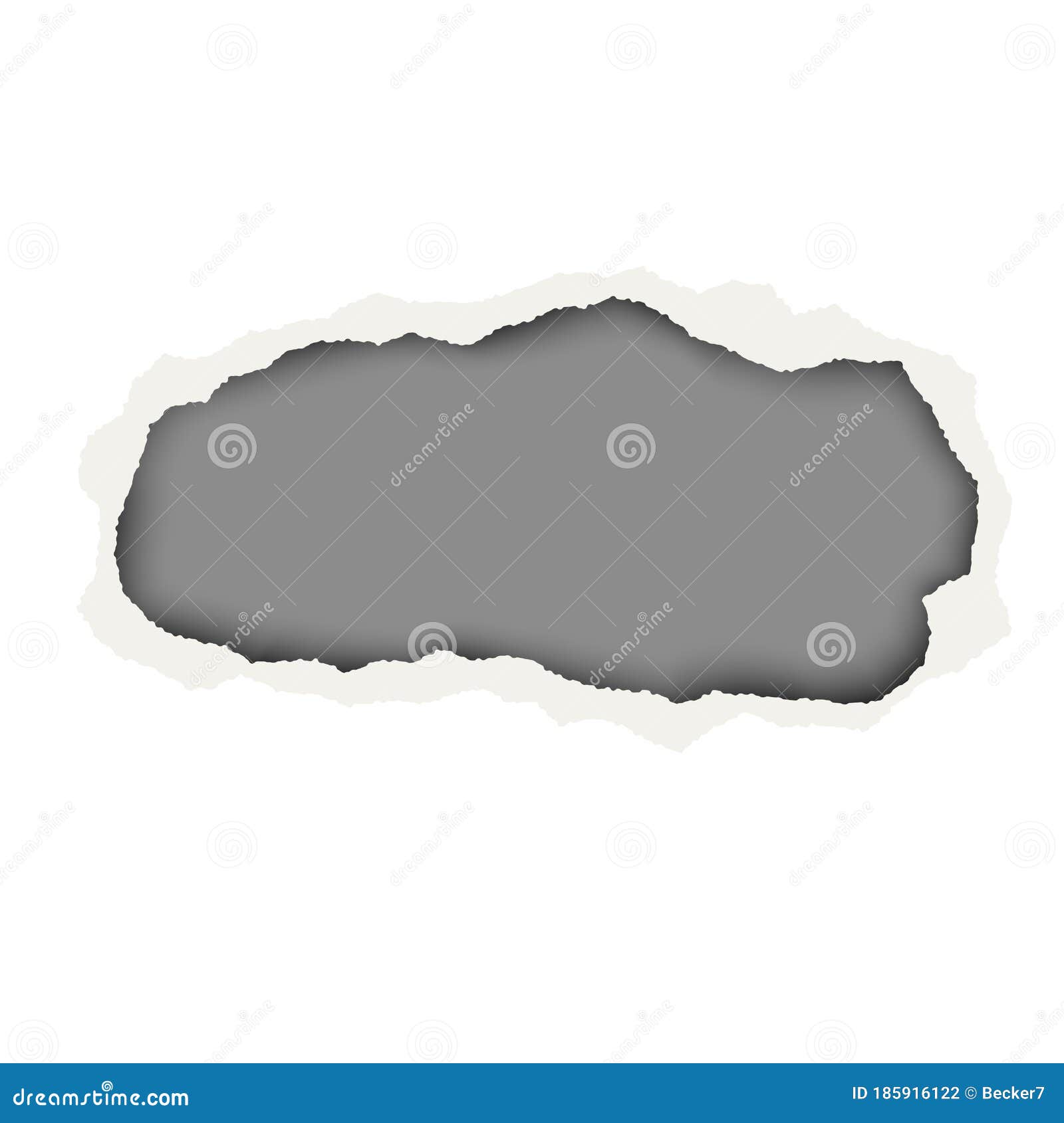 snatched hole in white paper sheet. background of the resulting window is dark gray. edges of the hole have soft shadow. template