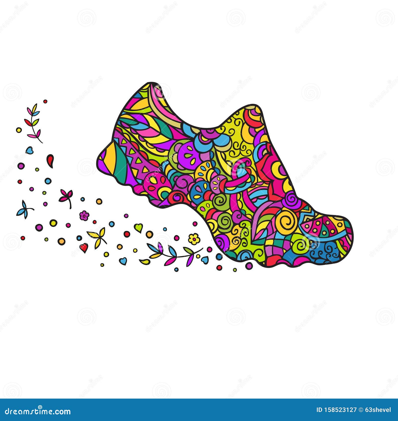 Sneaker. Hand Drawing. Vector Colorful Doodling Isolated . Stock Vector ...