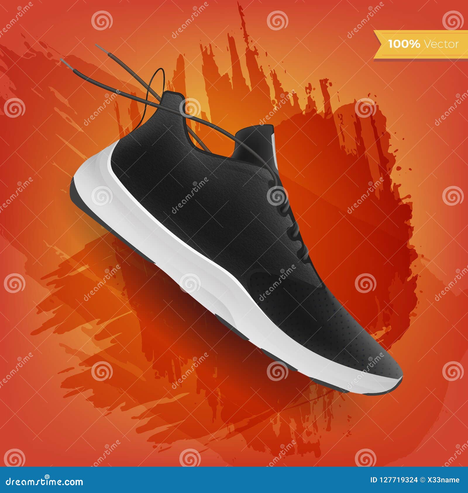 Sneakers on Abstract Background, Realistic Style. Sports Shoes for ...