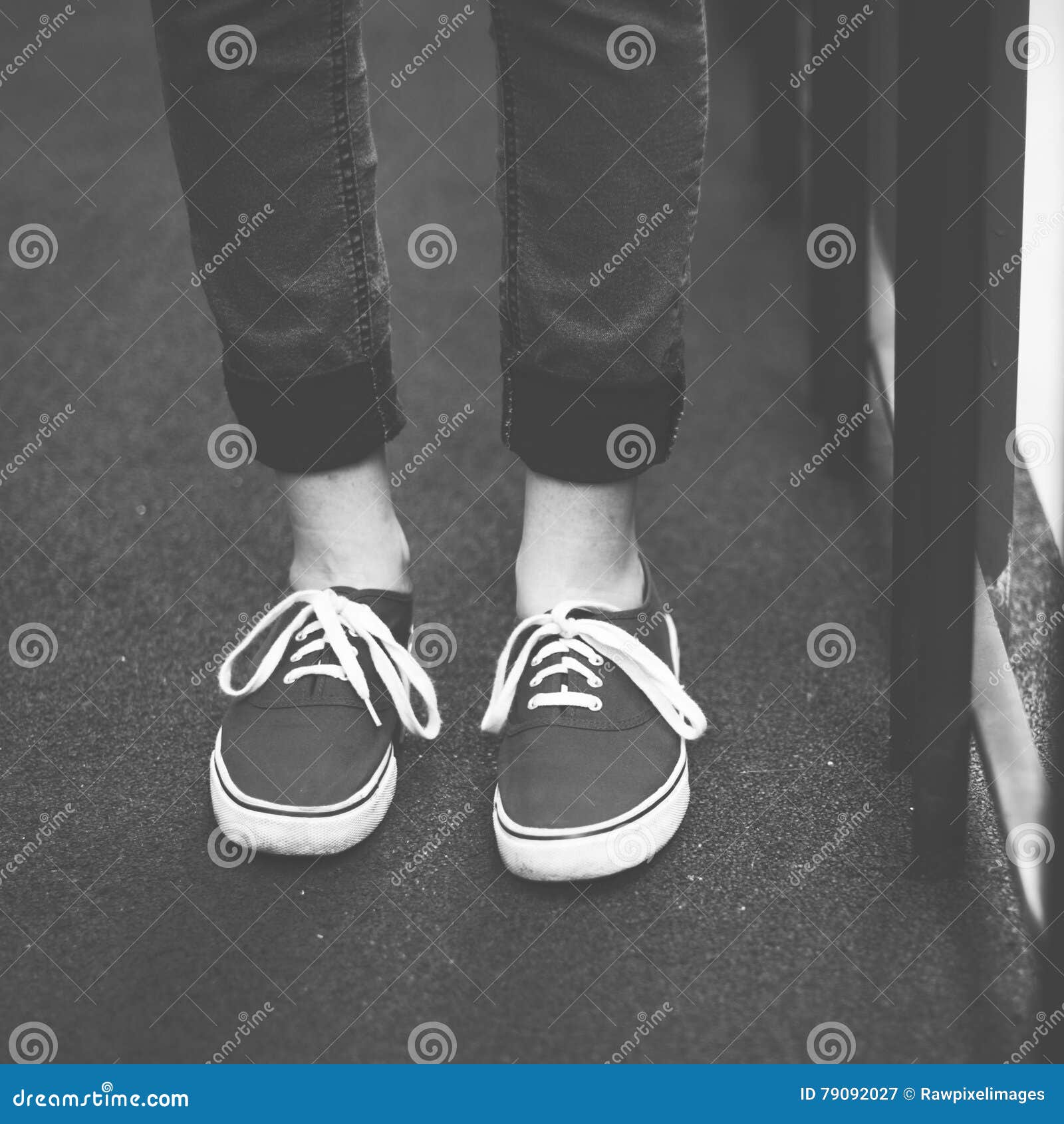 Sneakers Canvas Shoes Human Feet Legs Standing Concept Stock Image ...