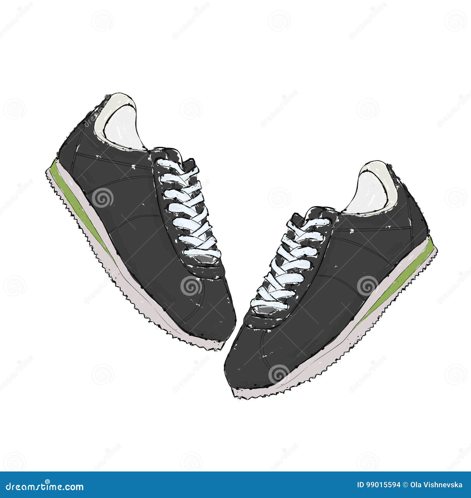 Sneakers. Hand Draw Shoes. Vector Illustration. Stock Illustration ...