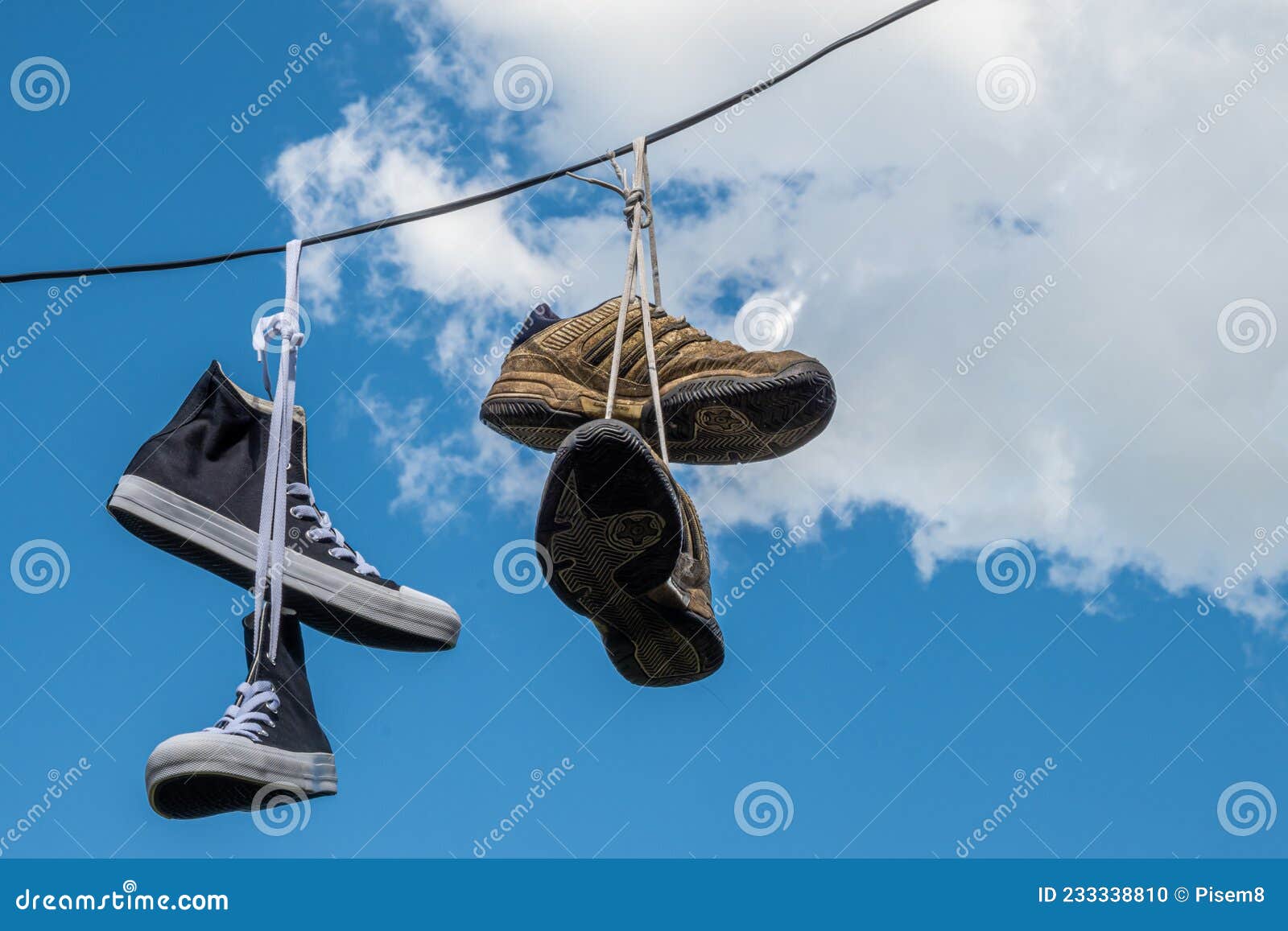 Sneakers Hanging on Electric Wires Editorial Image - Image of shoes ...