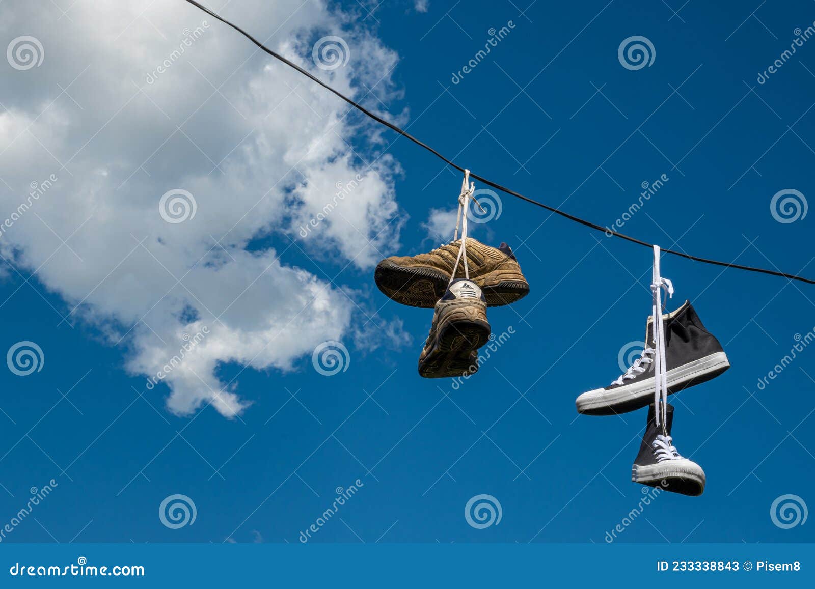 Sneakers Hanging on Electric Wires Editorial Stock Photo - Image of ...