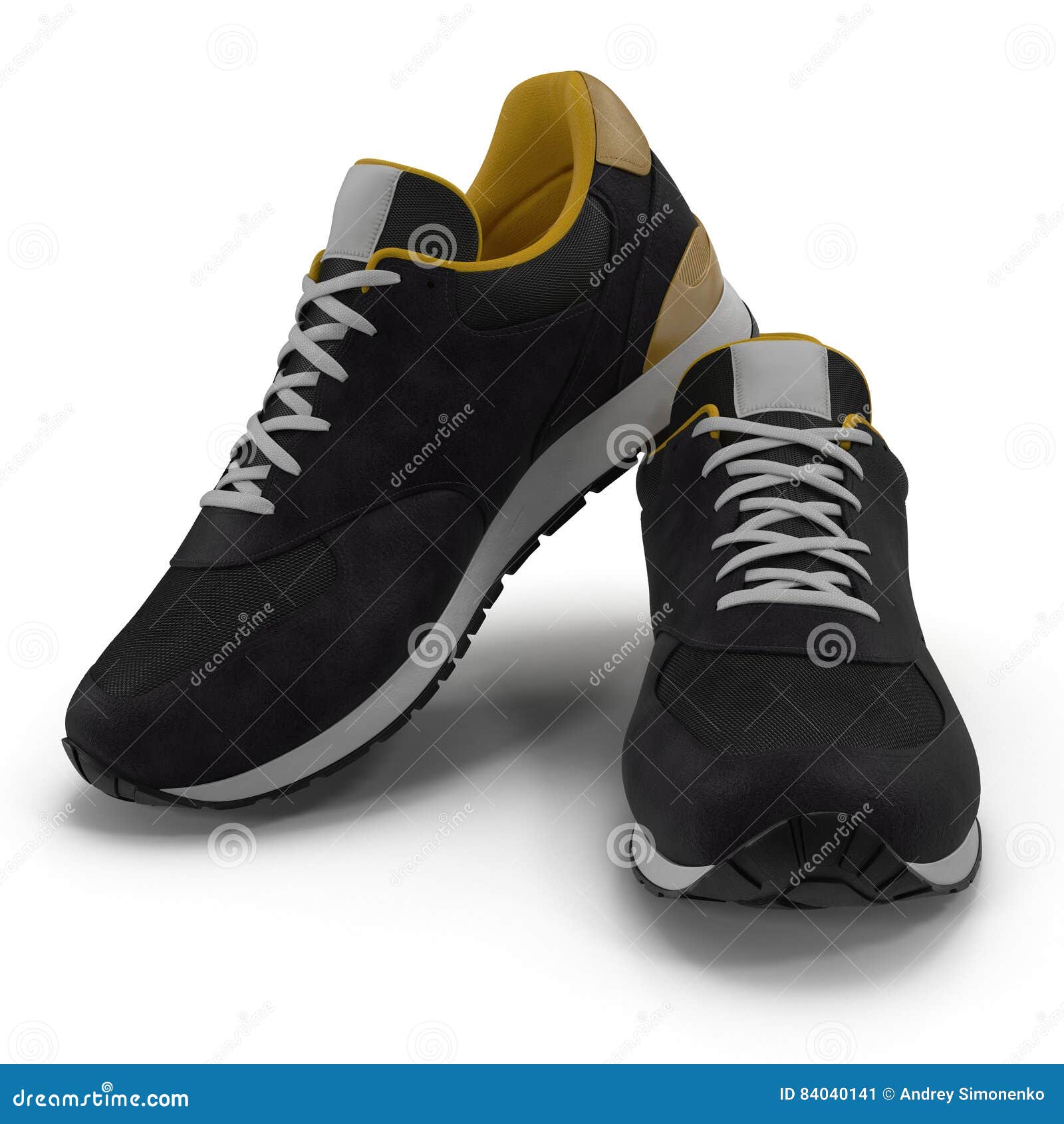 Sneakers Isolated On White. Front View . 3D Illustration Stock ...