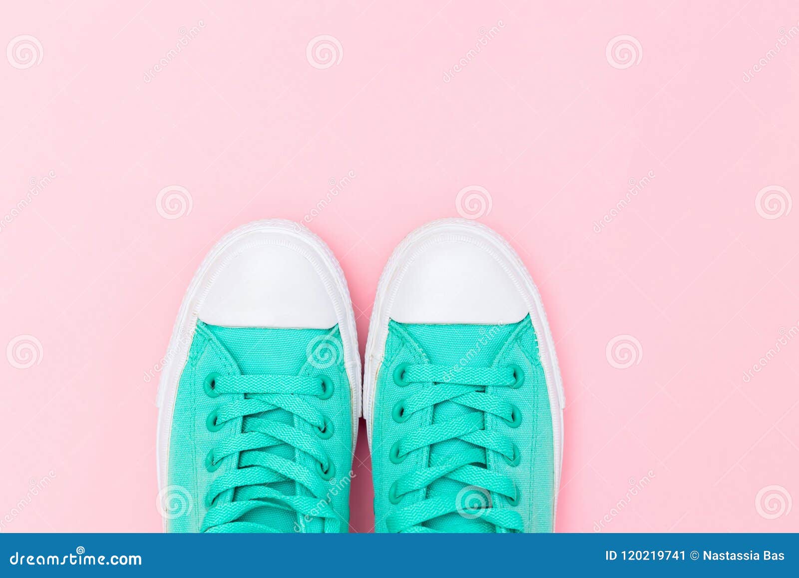 mint green and pink shoes