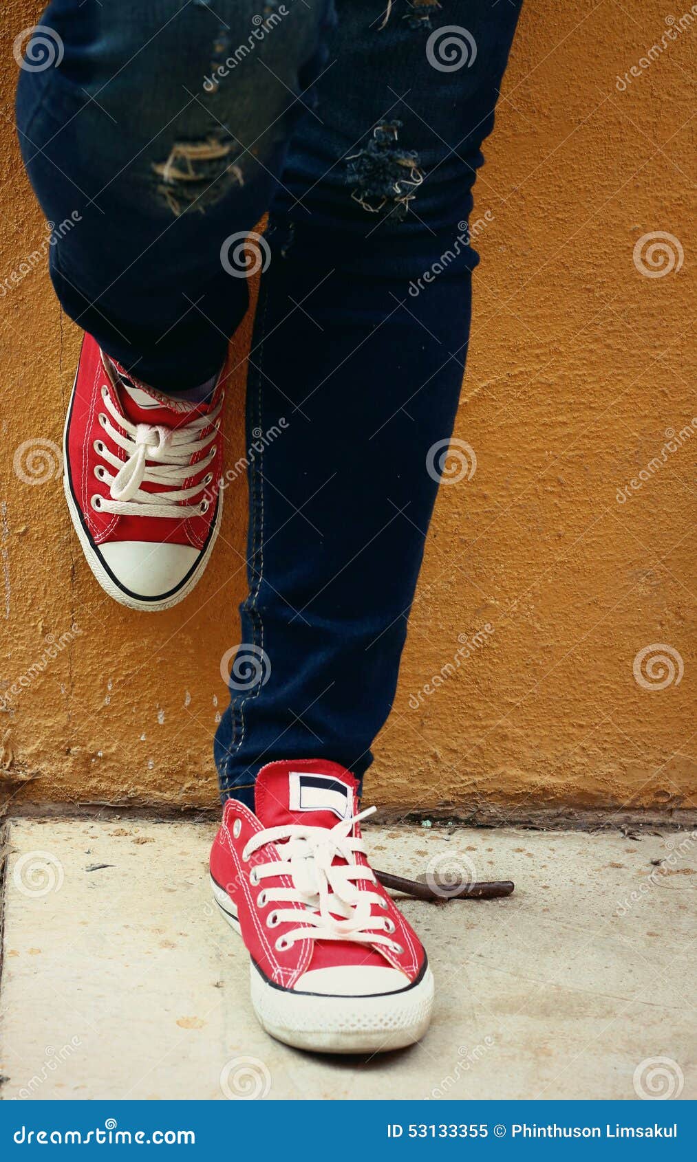 Sneakers or red shoes stock image. Image of young, fashion - 53133355