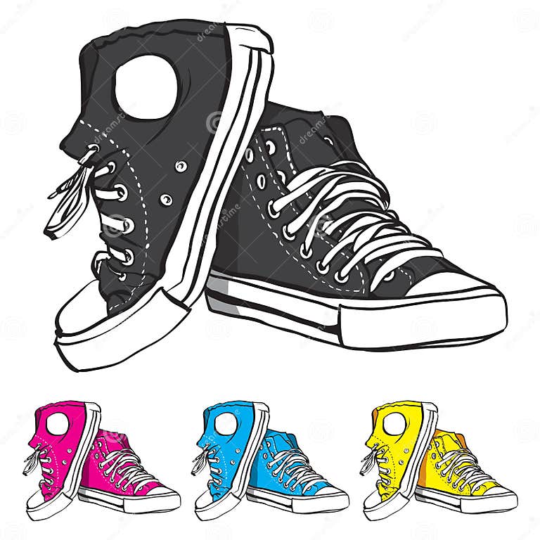 Sneakers set stock vector. Illustration of isolated, grunge - 26259490