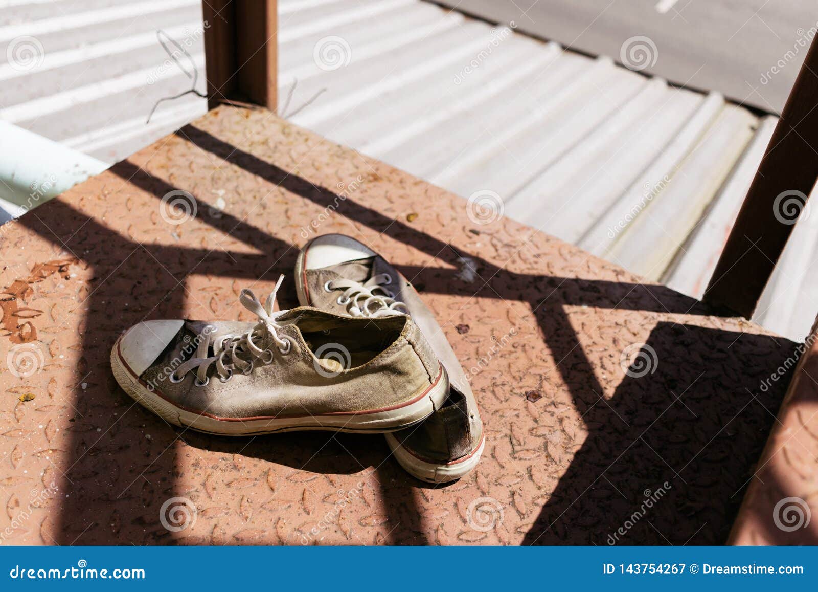 The Sneakers Shoes in Sunshine on Rooftop Stock Image - Image of warm ...
