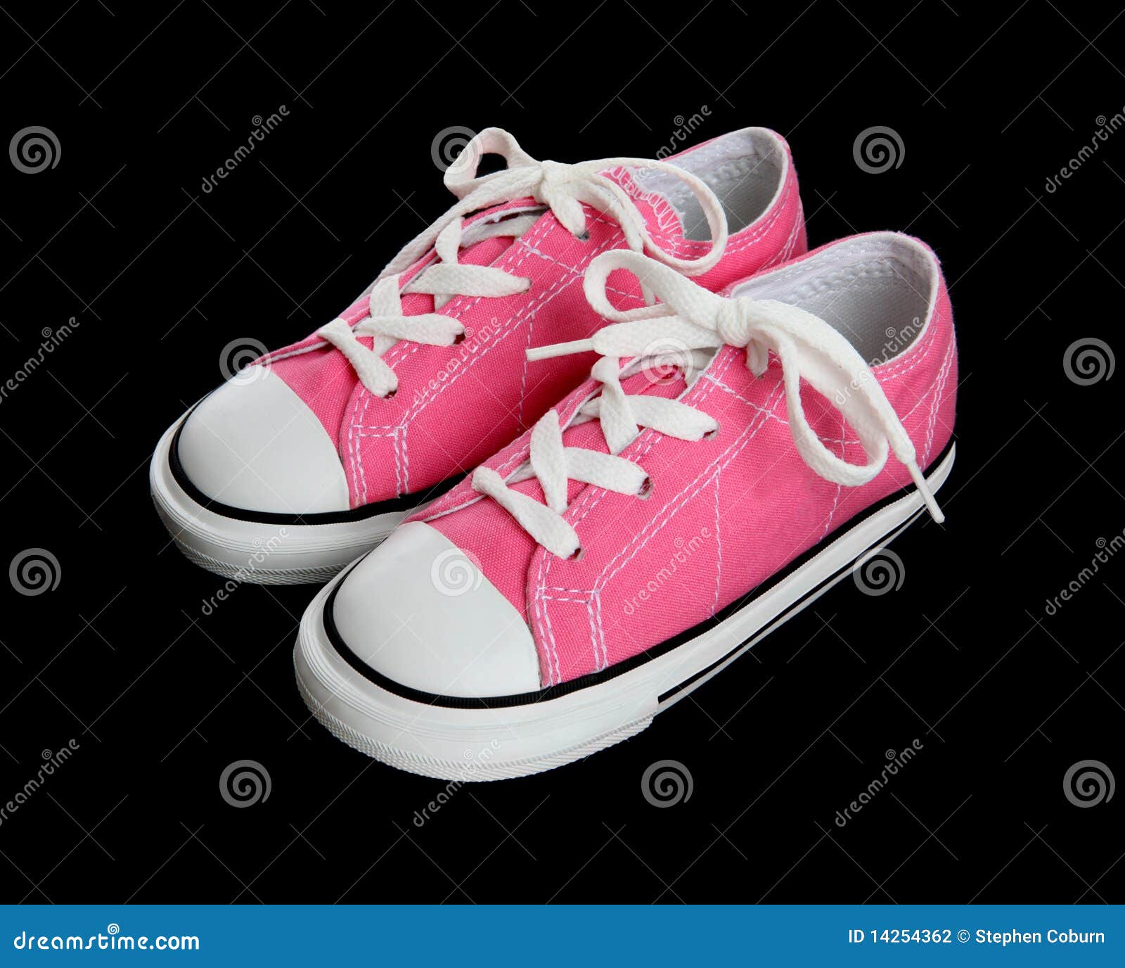 Sneakers (Tennis Shoes) Over Black Stock Photo - Image of pink, shoe ...