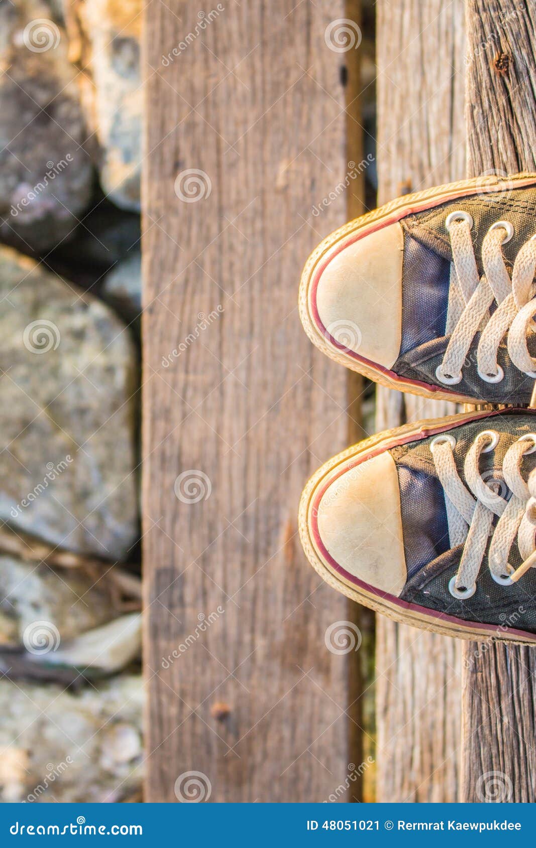 Sneakers on Wooden Staircase. Stock Image - Image of closeup, floor ...