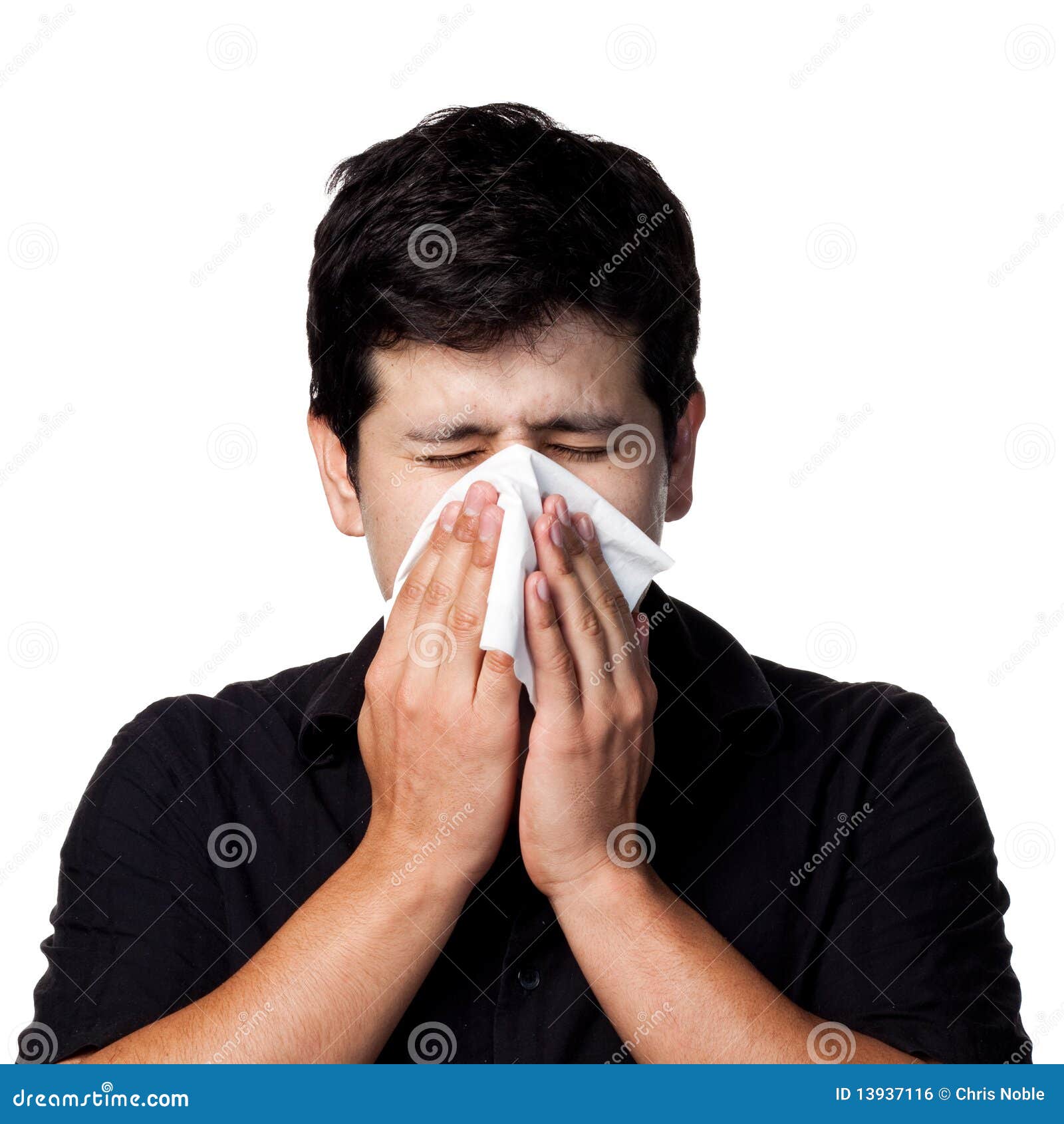 Sneezing hispanic man stock photo. Image of real, characters 13937116