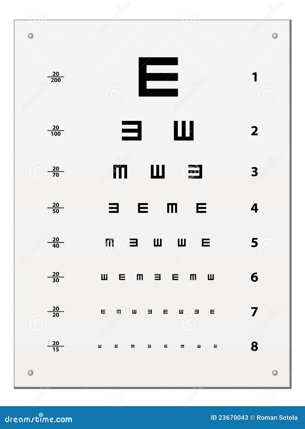 Snellen eye test chart stock vector. Illustration of chart 23670043