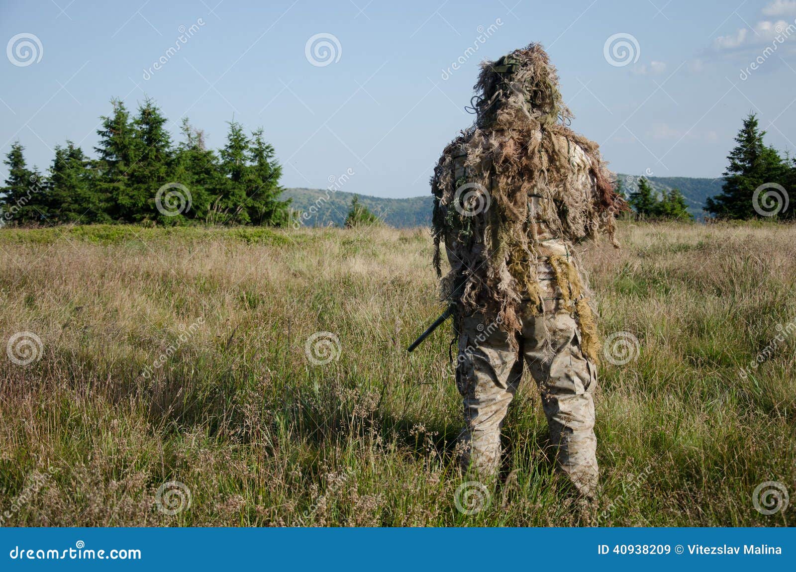 Ghillie suit camouflage hunter or military Vector Image