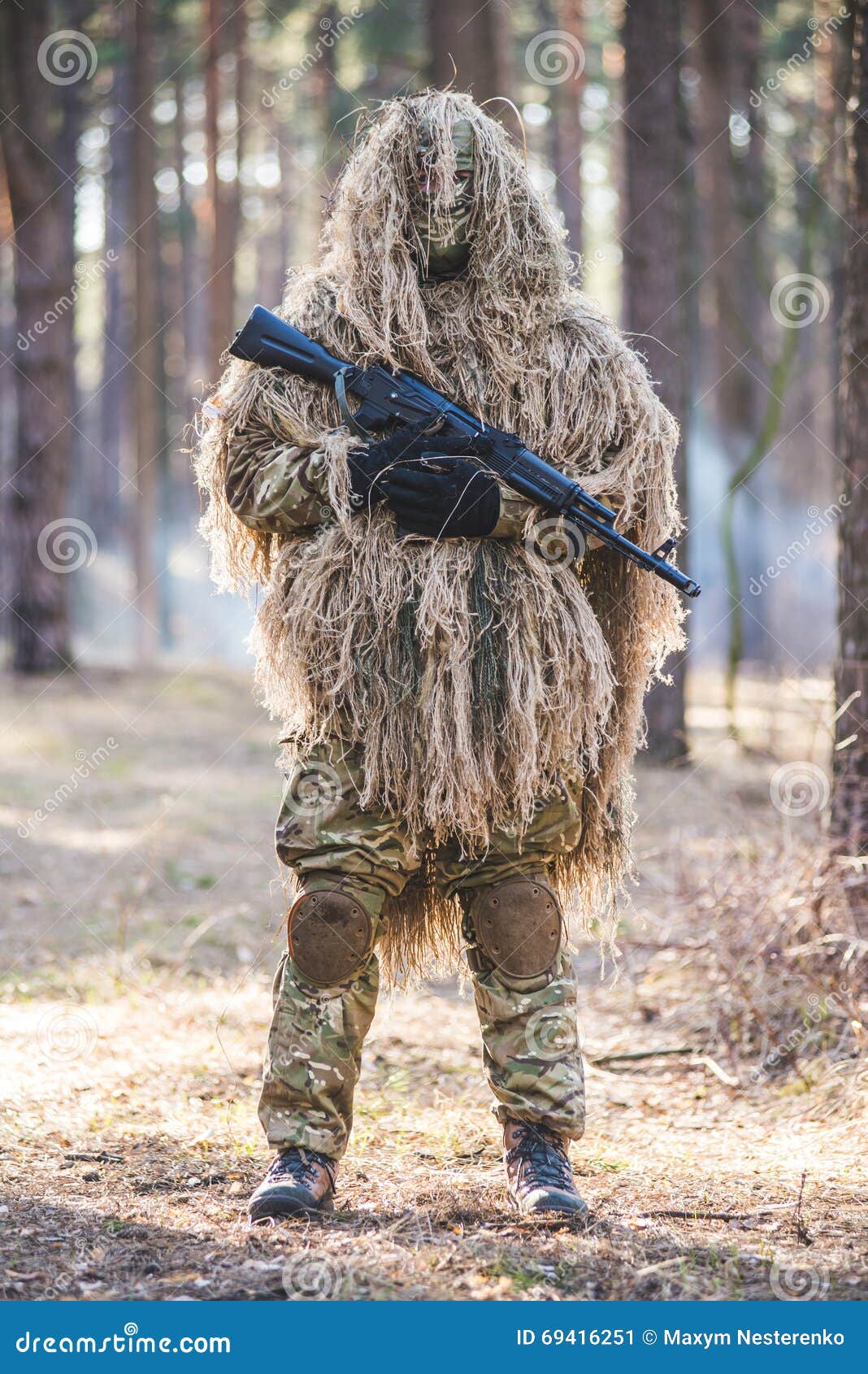 Sniper in Camouflaged Suit with Rifle Stock Image - Image of caucasian,  rifle: 69416251