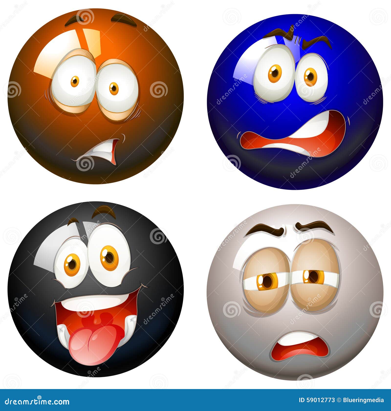 Snooker Balls with Facial Expressions Stock Vector - Illustration of ...