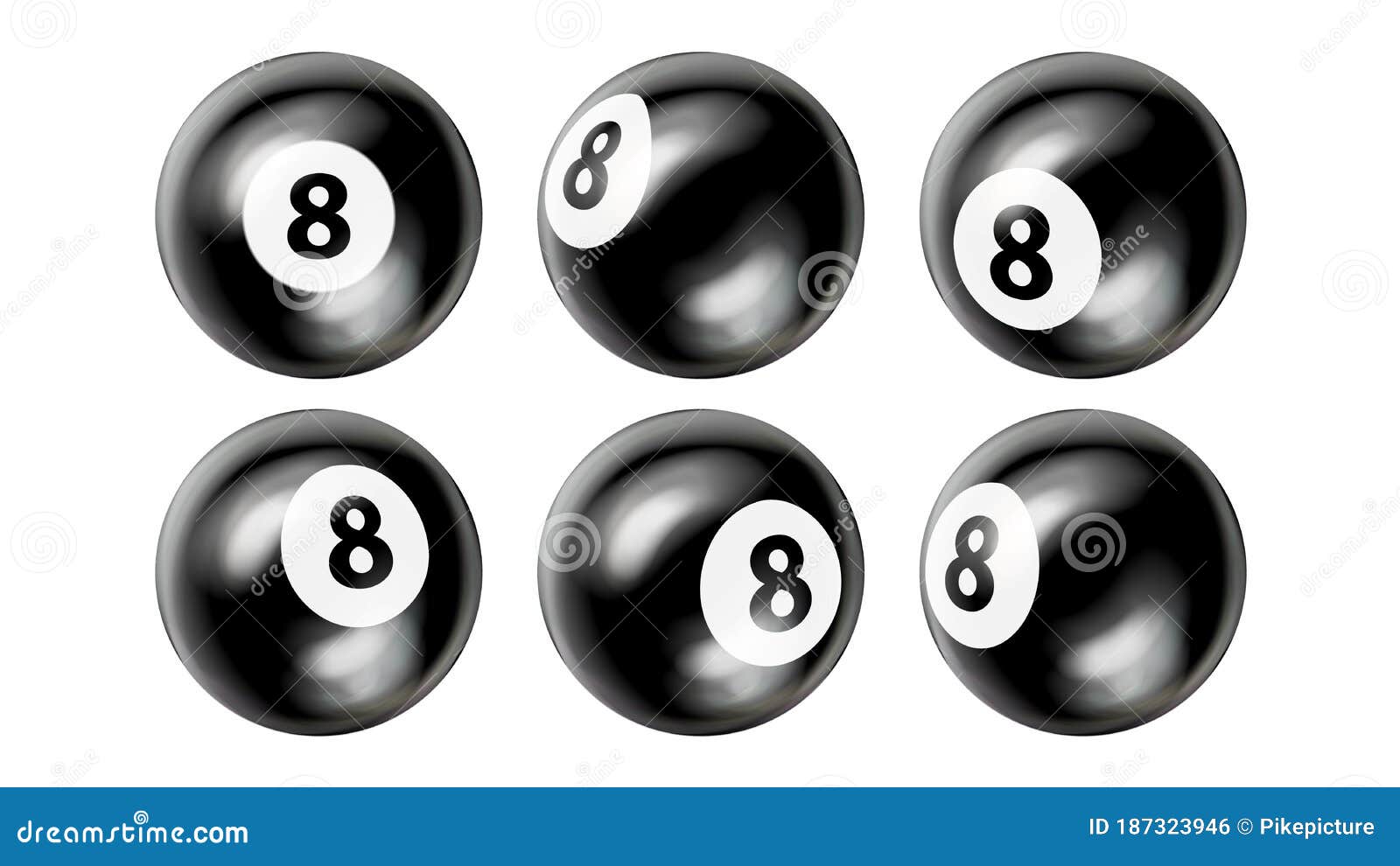 Snooker Billiard Balls Number Eight Set Vector Stock Vector