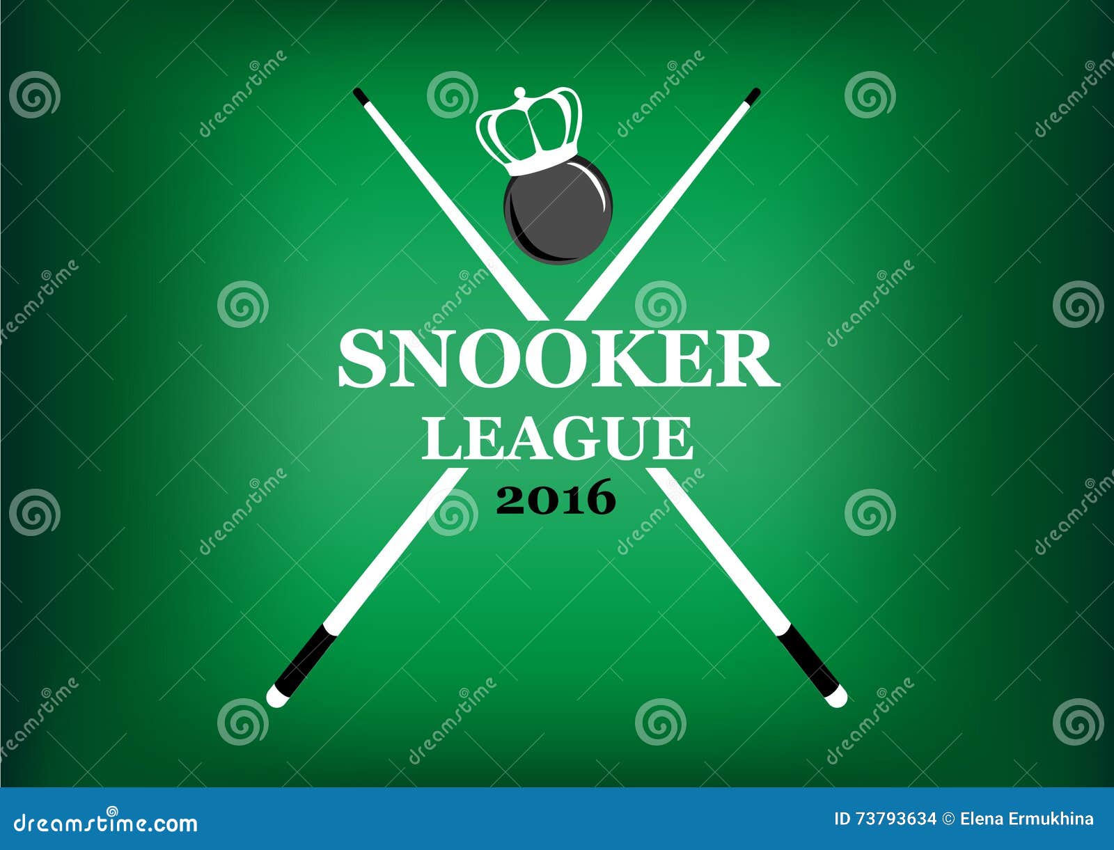 Snooker League Emblem on a Green Background Stock Vector