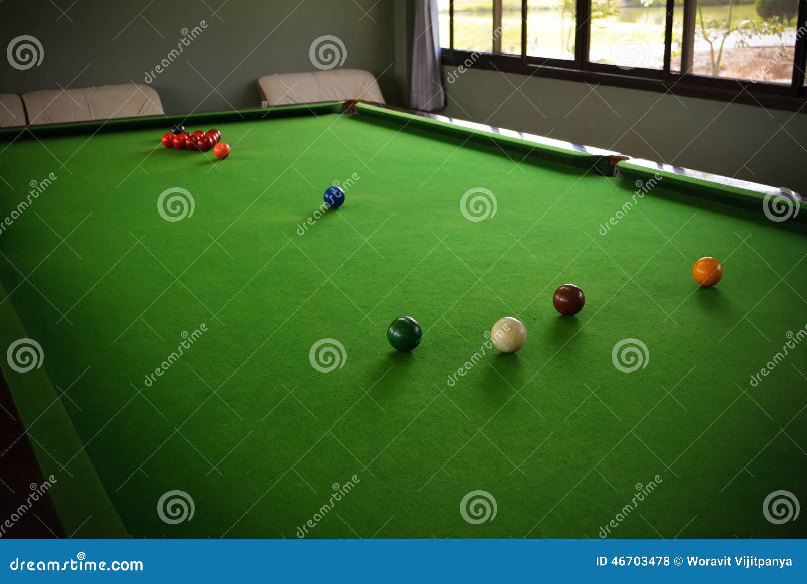 Snooker Table and Snooker Balls on Table Stock Photo Image of contest