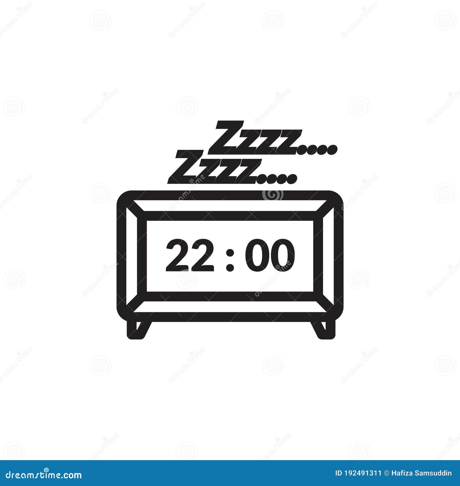 Snoozing clock. stock vector. Illustration of hours 192491311