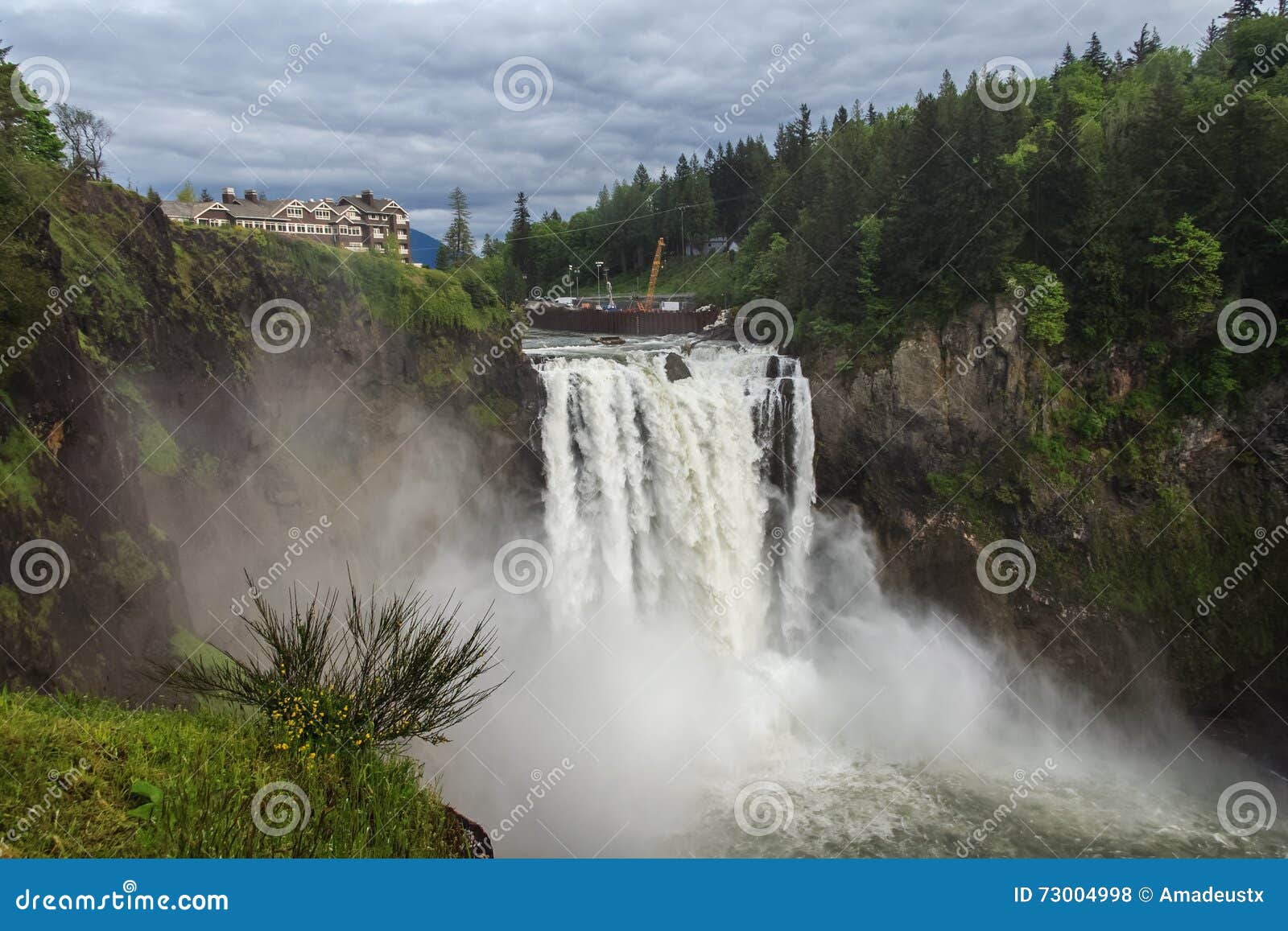 Snoqualmie Falls Famous Waterfall in Washington USA Stock Photo Image