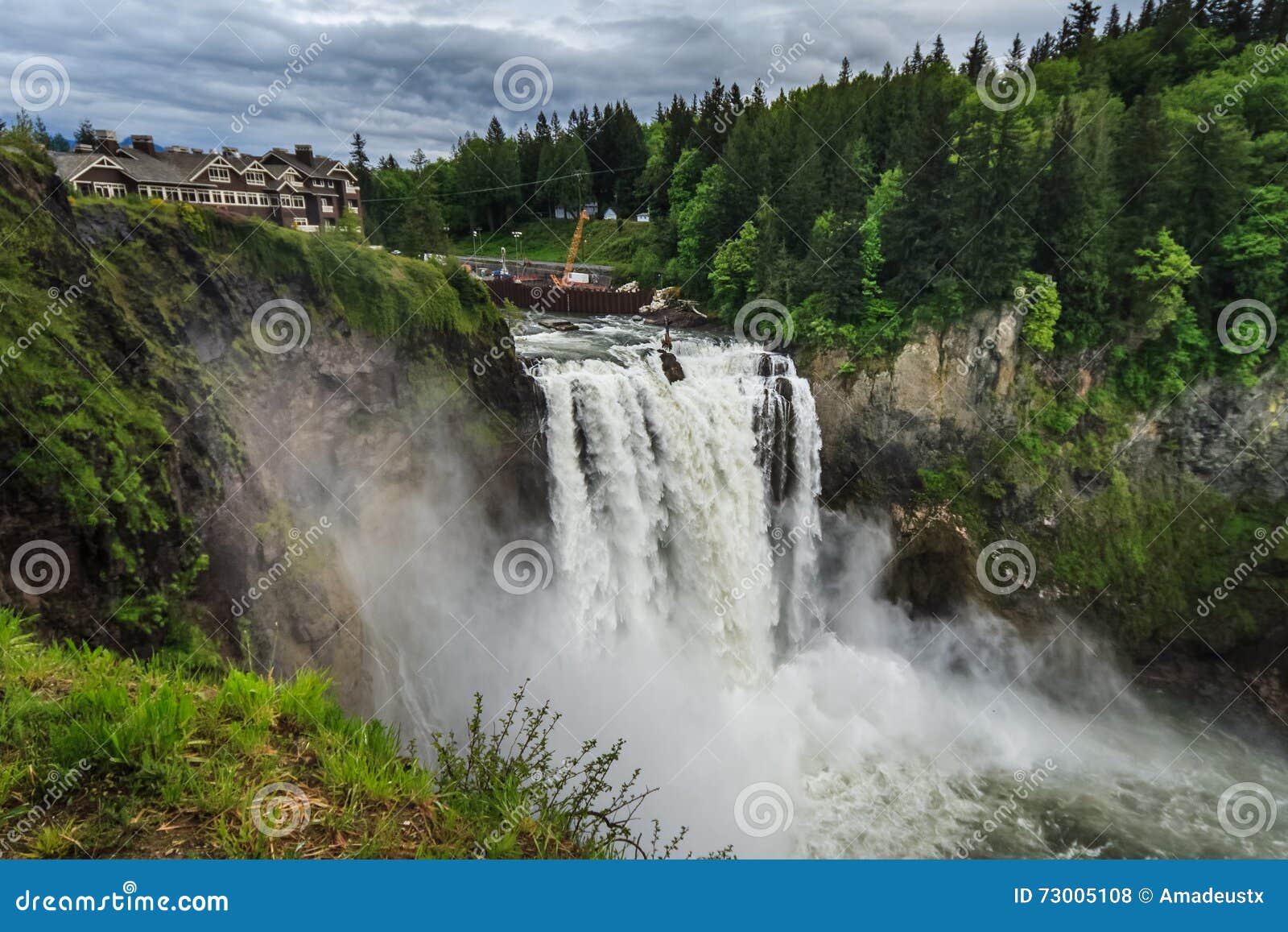 Snoqualmie Falls Famous Waterfall in Washington USA Stock Photo Image