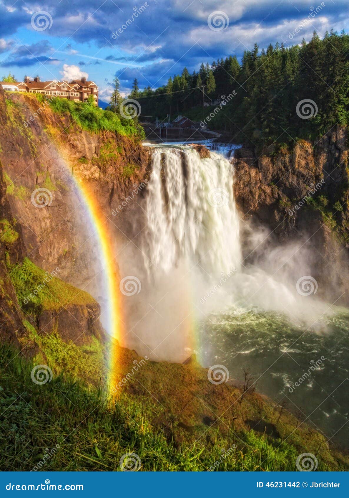 rainbow across snoqualmie falls 