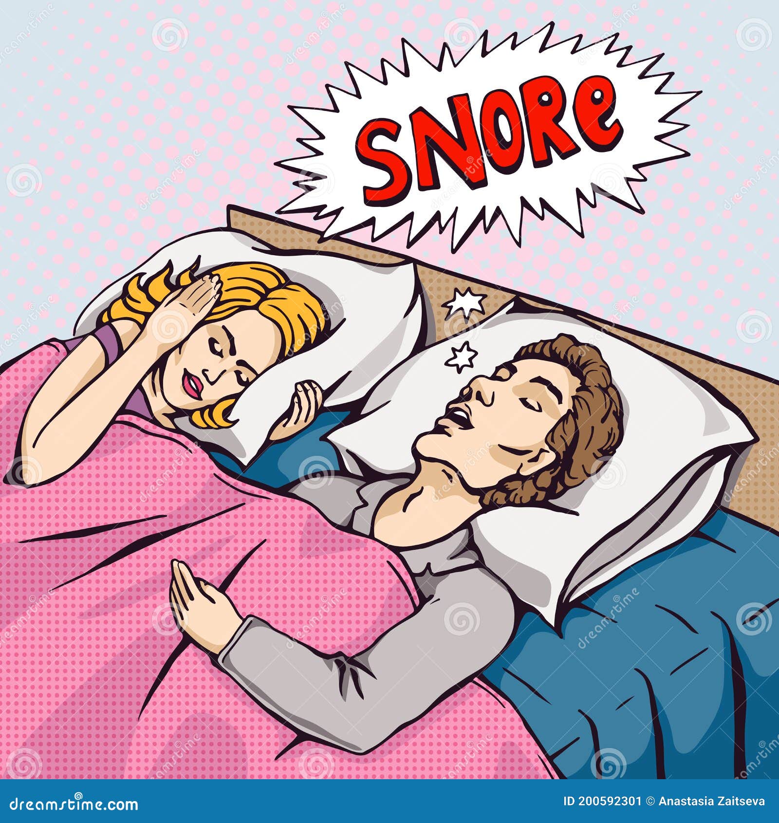 Snoring Wife In Bed Vector Illustration 97504570