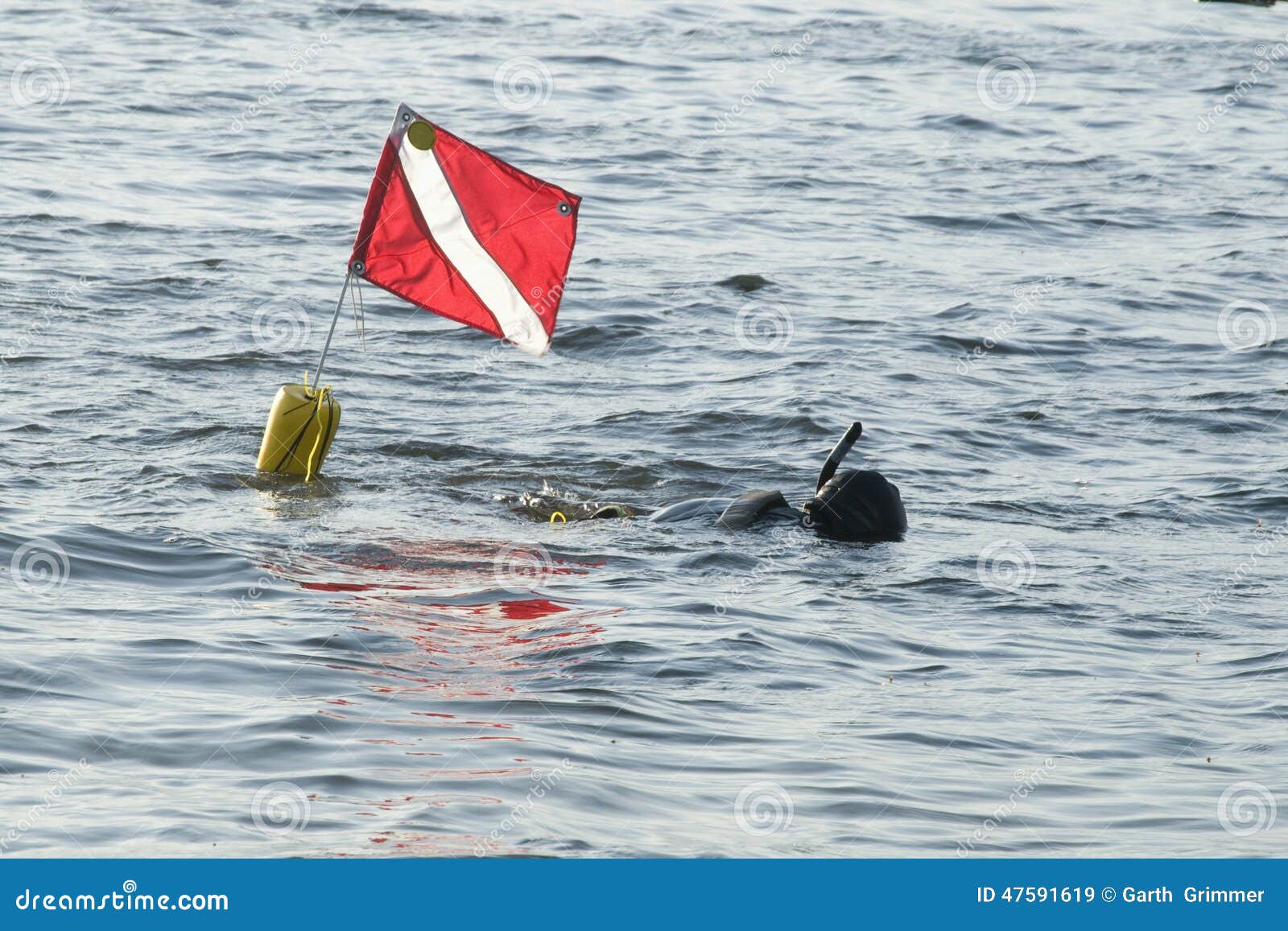 Snorkel diver with flag editorial stock image. Image of flag 47591619