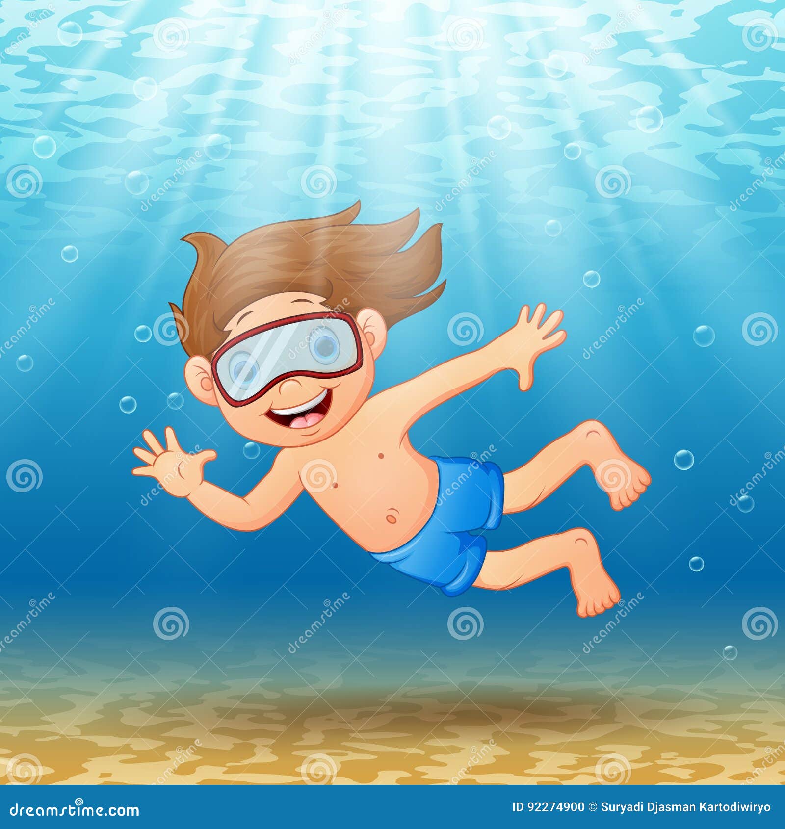 Snorkeling boy cartoon stock vector. Illustration of bubble 92274900